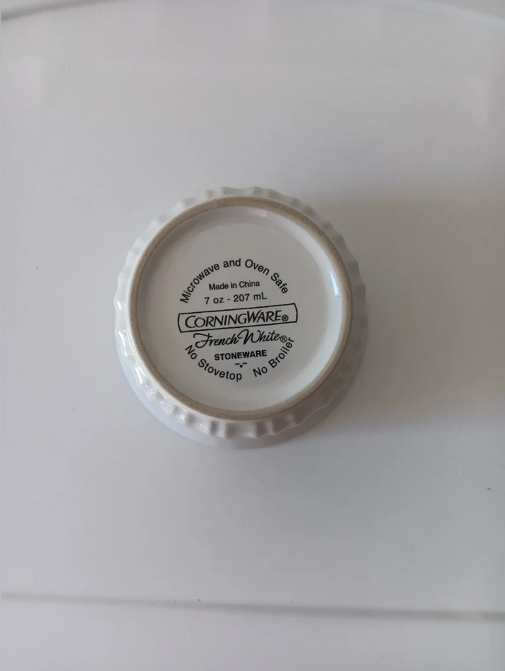 Corningware Stoneware Small Round Bowl Oven-Safe Ramekin French White 7 ounce